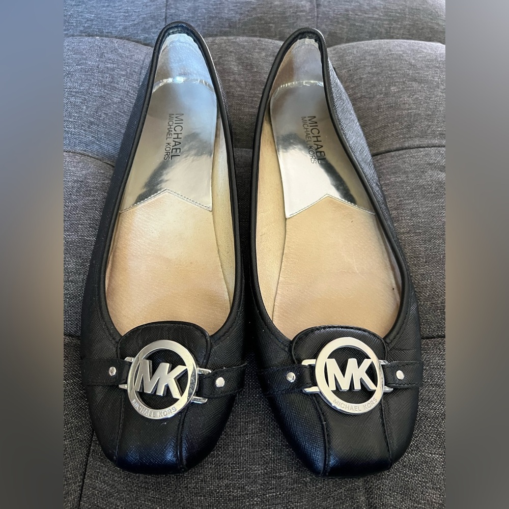 Michael Kors Black Flats with Silver Accents